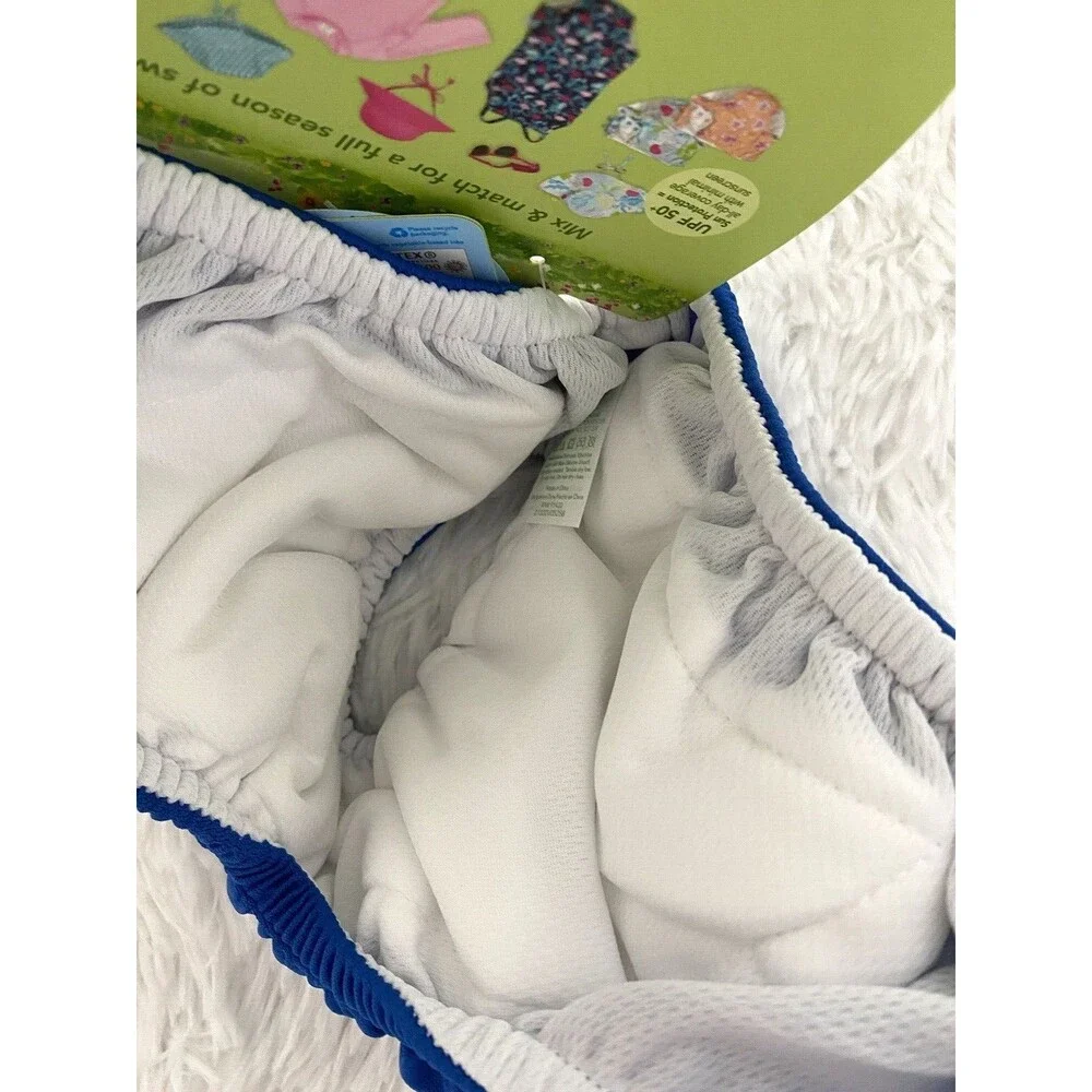 Green Sprouts Baby Swimsuit Diaper Boys Size 12 Months Blue Reusable Beach Swim